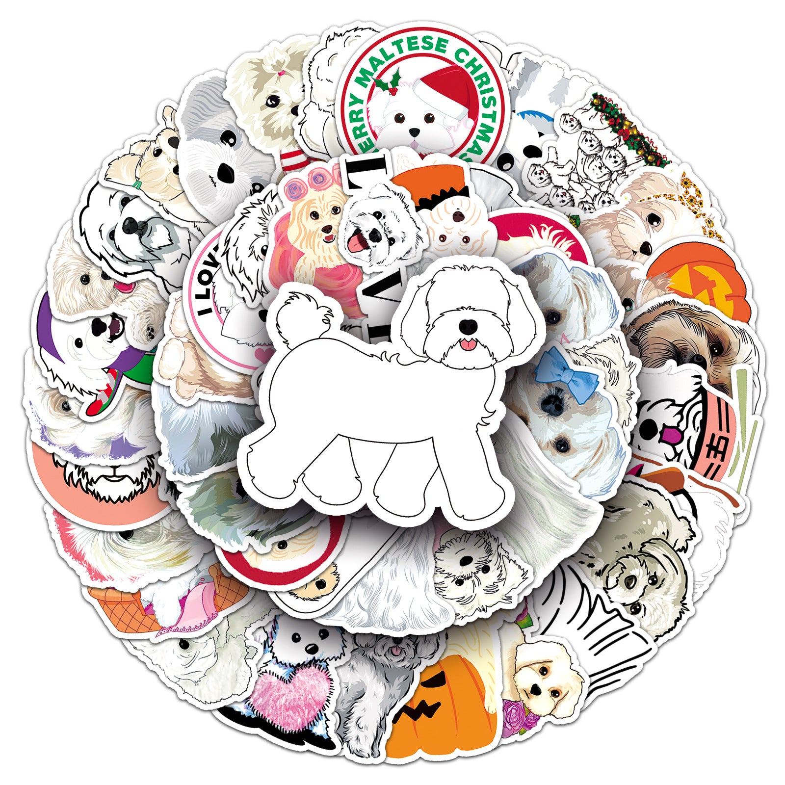 Wholesale 50pcs Little Dog Stickers Decoration Cute Style Cup Decor Sticker